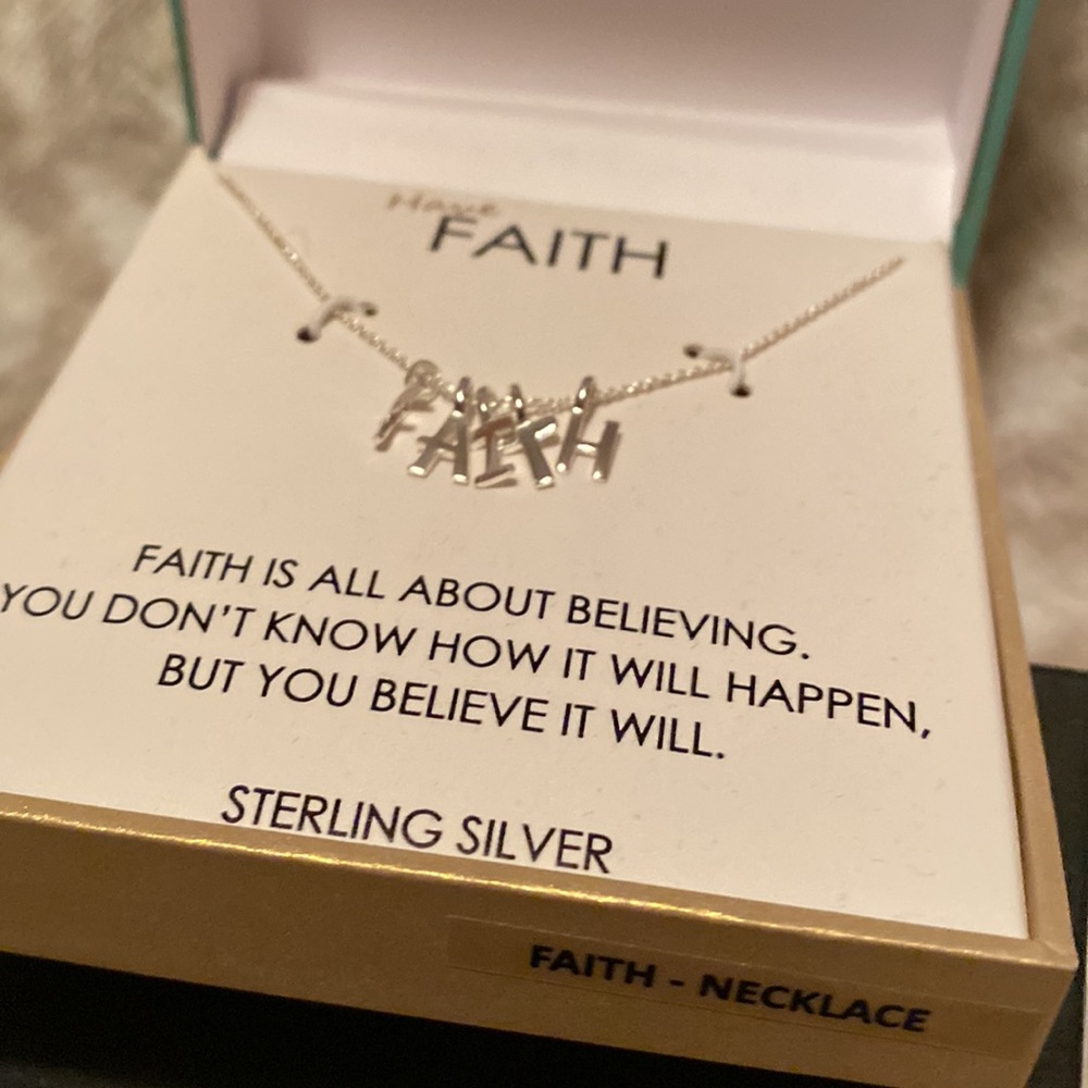 Sterling silver FAITH necklace 16” inch